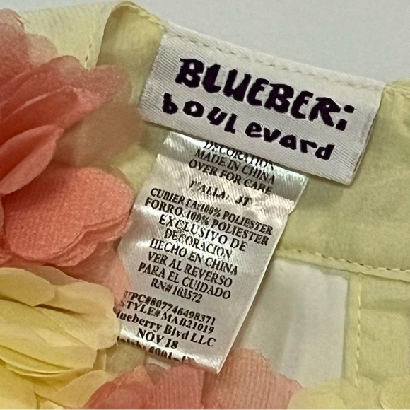 Blueberi Boulevard Baby Girls Pleated Rosette Dress 3T Yellow Wedding Easter - Picture 7 of 8